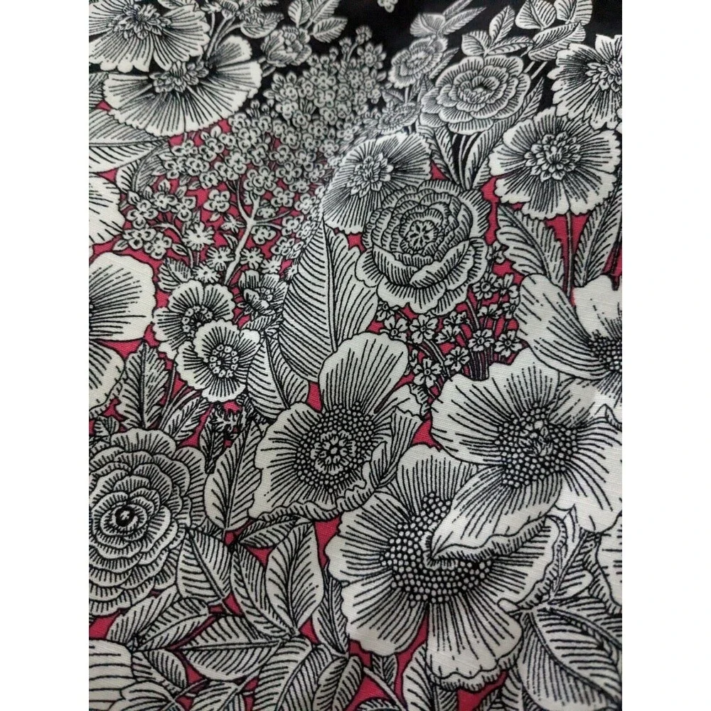 J Jill Skirt Womens sz 8 Black Floral Border Cotton Knit Stretch Boho Vacation